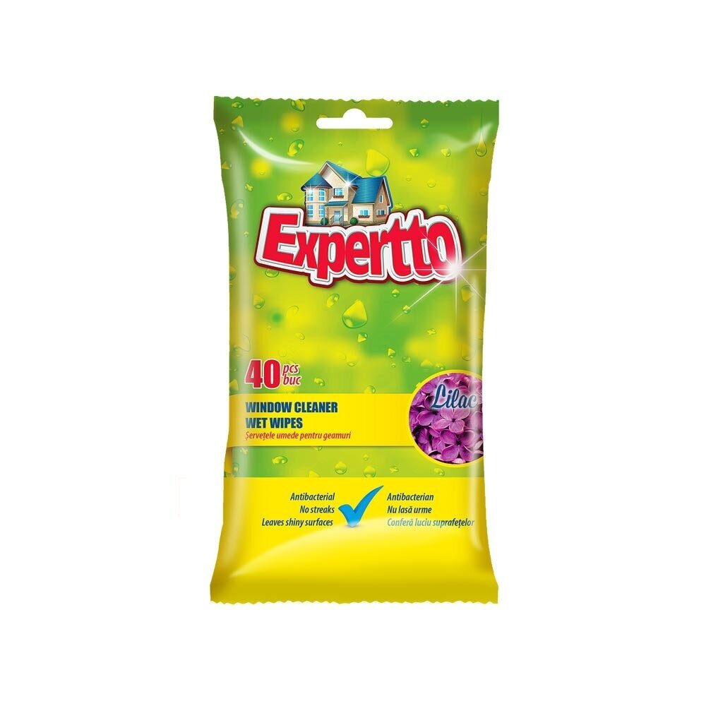 Antibakteriaalsed niisked salvrätid akende jaoks, EXPERTTO, 40 tk.