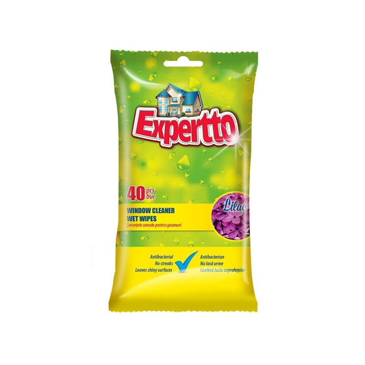 Antibakteriaalsed niisked salvrätid akende jaoks, EXPERTTO, 40 tk.