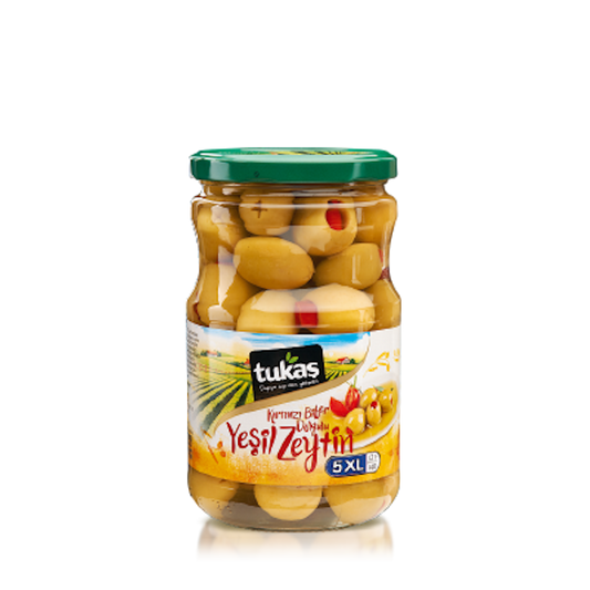 Tukaş täidetud rohelised oliivid 700g