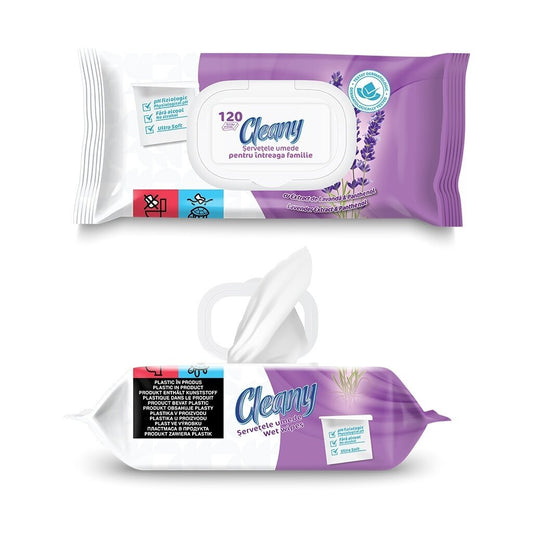 Niisked salvrätikud, CLEANY, lavendli ekstrakt ja pantenool, 120 tk