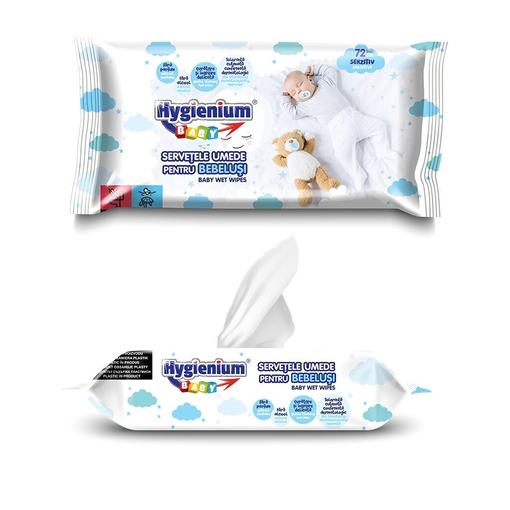 Niisked salvrätid, beebidele, HYGIENIUM, tundlikule nahale 72 tk