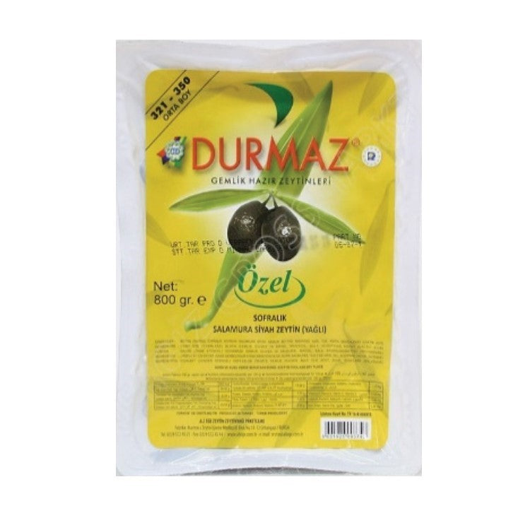 Durmaz mustad oliivid vaakumis, suurus M, 800g 