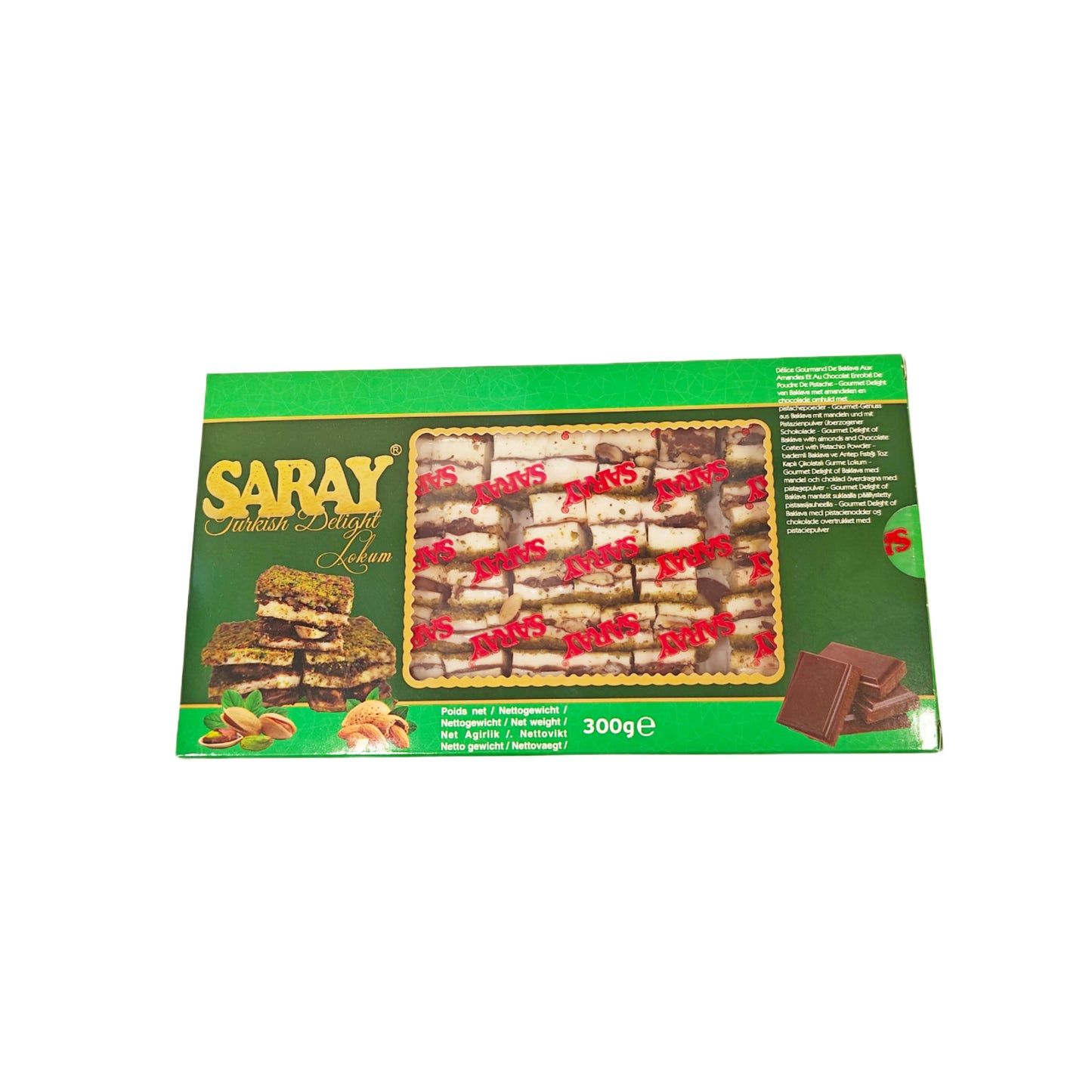 Saray segatud pistaatsia, mandli šokolaadi baklava loukoumades 300g