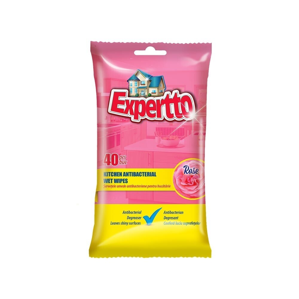 Antibakteriaalsed niisked salvrätid köögile, EXPERTTO, 40 tk.