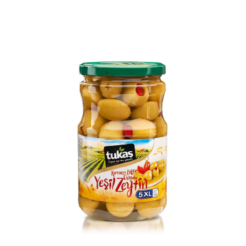 Tukaş täidetud rohelised oliivid 700g