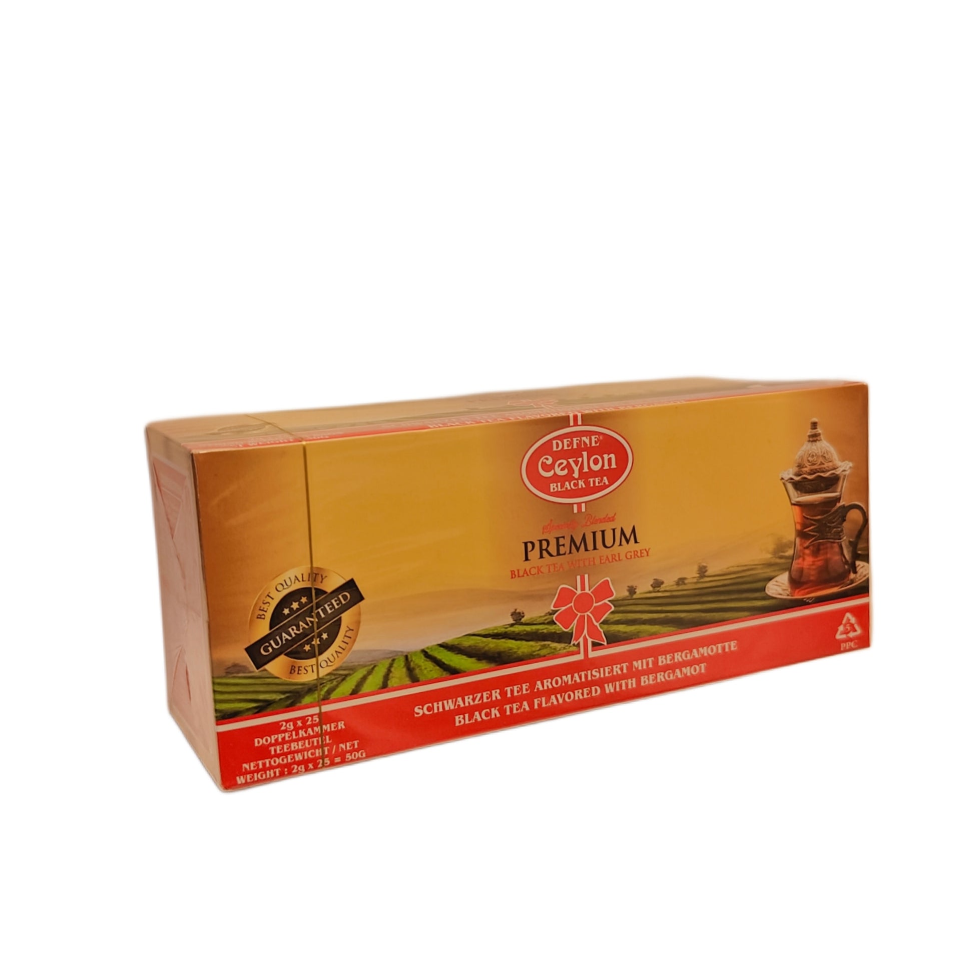 Defne Premium must Ceyloni tee bergamotiga, kotikestes 25x2  melnā ceilonas tēja