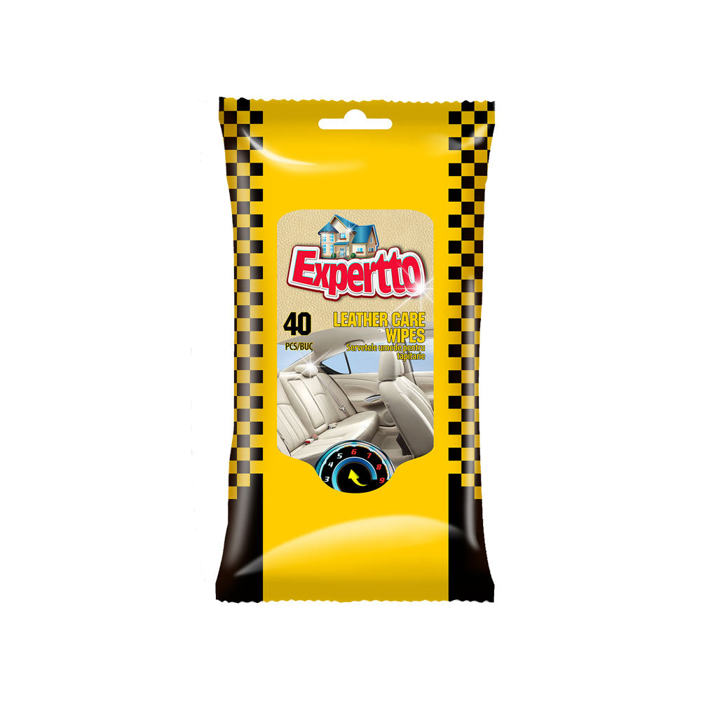 Niisked salvrätikud, EXPERTTO, auto nahasisaldusele, 40 tk. 