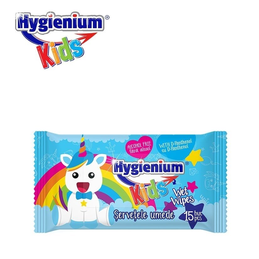 Niisked salvrätikud, HYGIENIUM UNICORN BLUE, 15 tk. 