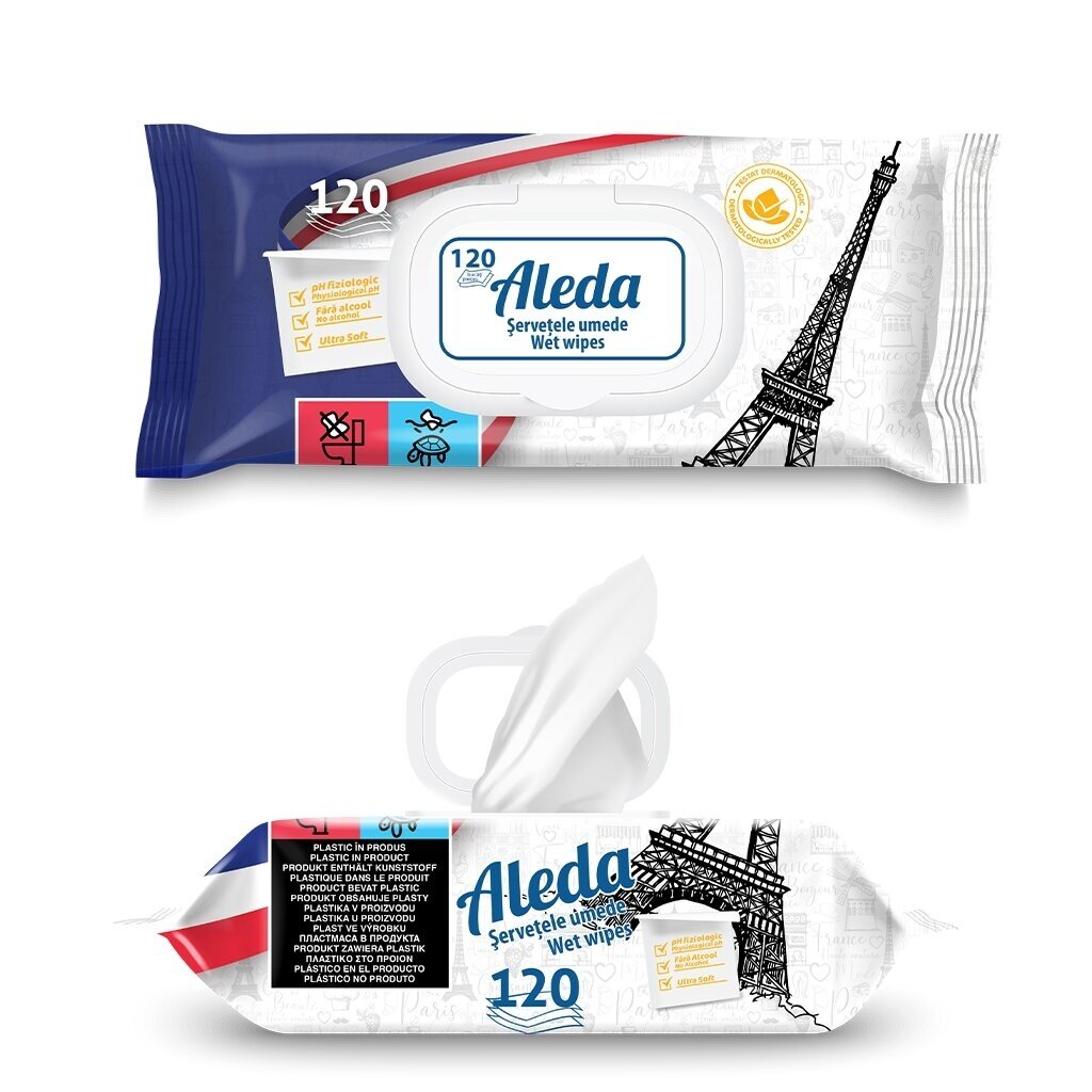 Niisked salvrätikud, ALEDA, Prantsuse disain, 120 tk 