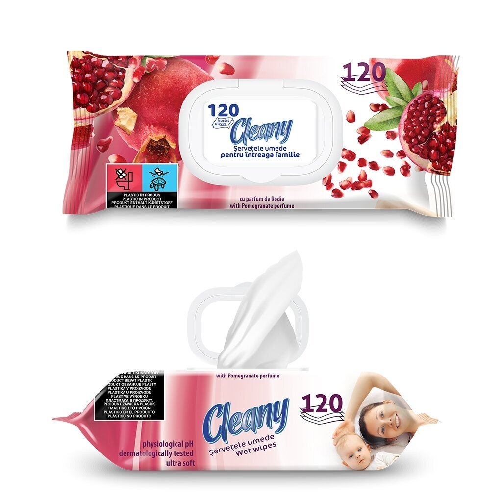 Niisked salvrätikud, CLEANY, granaatõuna, 120 tk 