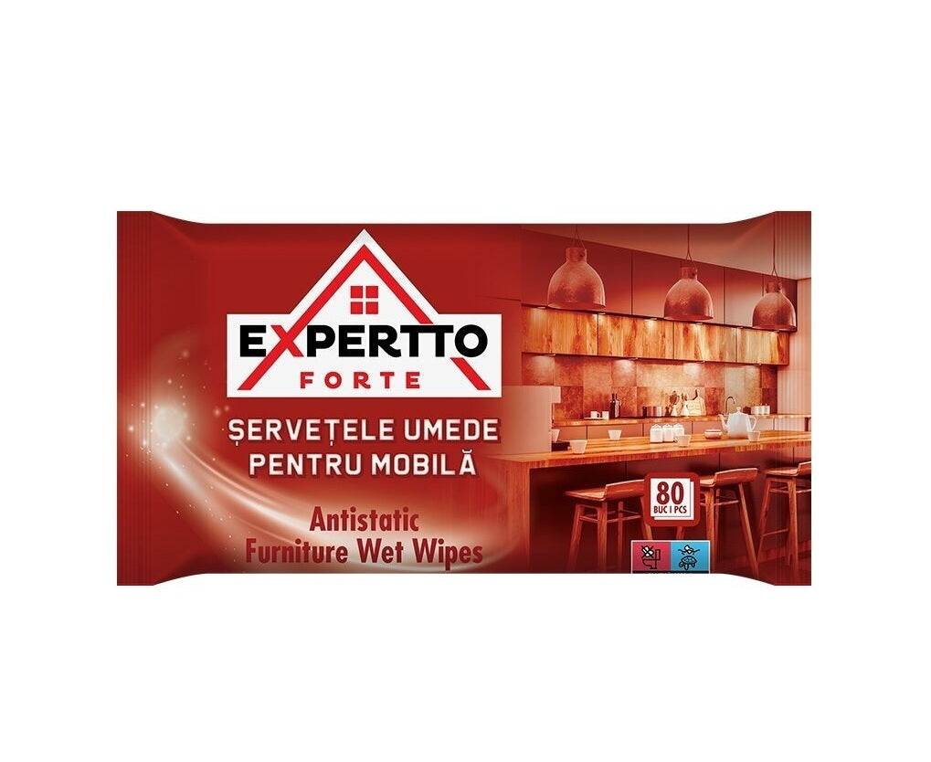 Niisked salvrätikud, EXPERTTO FORTE, mööbli puhastamiseks, 80 tk.