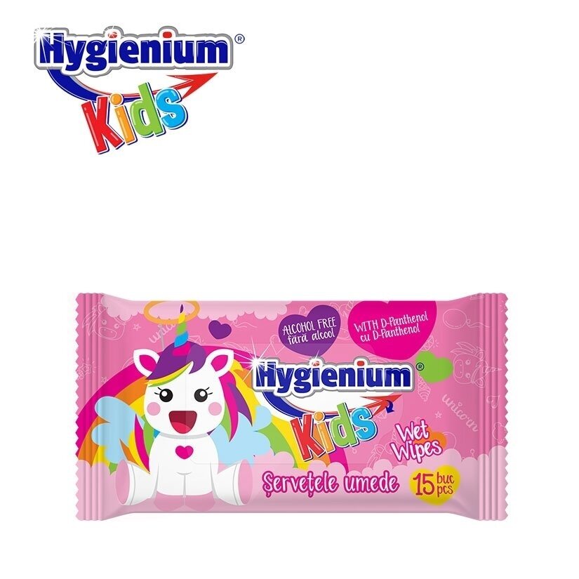 Niisked salvrätikud, HYGIENIUM UNICORN PINK, 15 tk. 