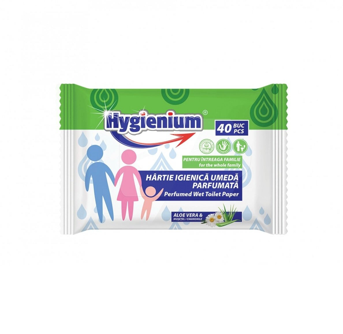 Niiske tualettpaber, HYGIENUM, aaloe ja kummeli, 40 tk.