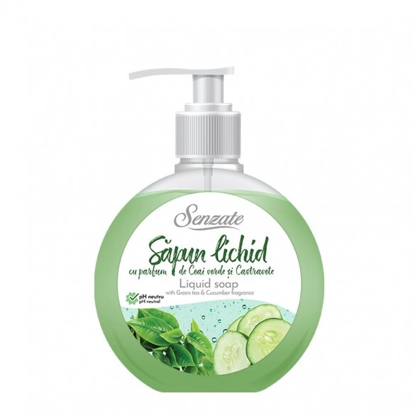 Šķidrās ziepes ar zaļās tējas un gurķu aromātu, SENZATE, 500ml 